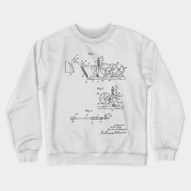 Fire Alarm Bell Actuator Vintage Patent Hand Drawing Crewneck Sweatshirt by TheYoungDesigns